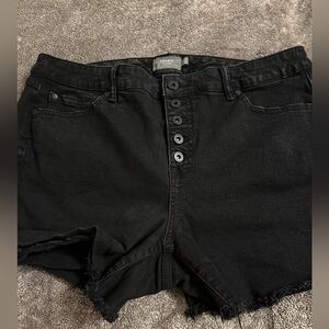 Torrid Black Button-Fly Denim Shorts